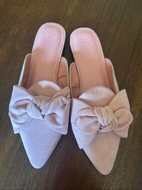 J. Crew Blush Pink Bow Pointed-Toe Mules